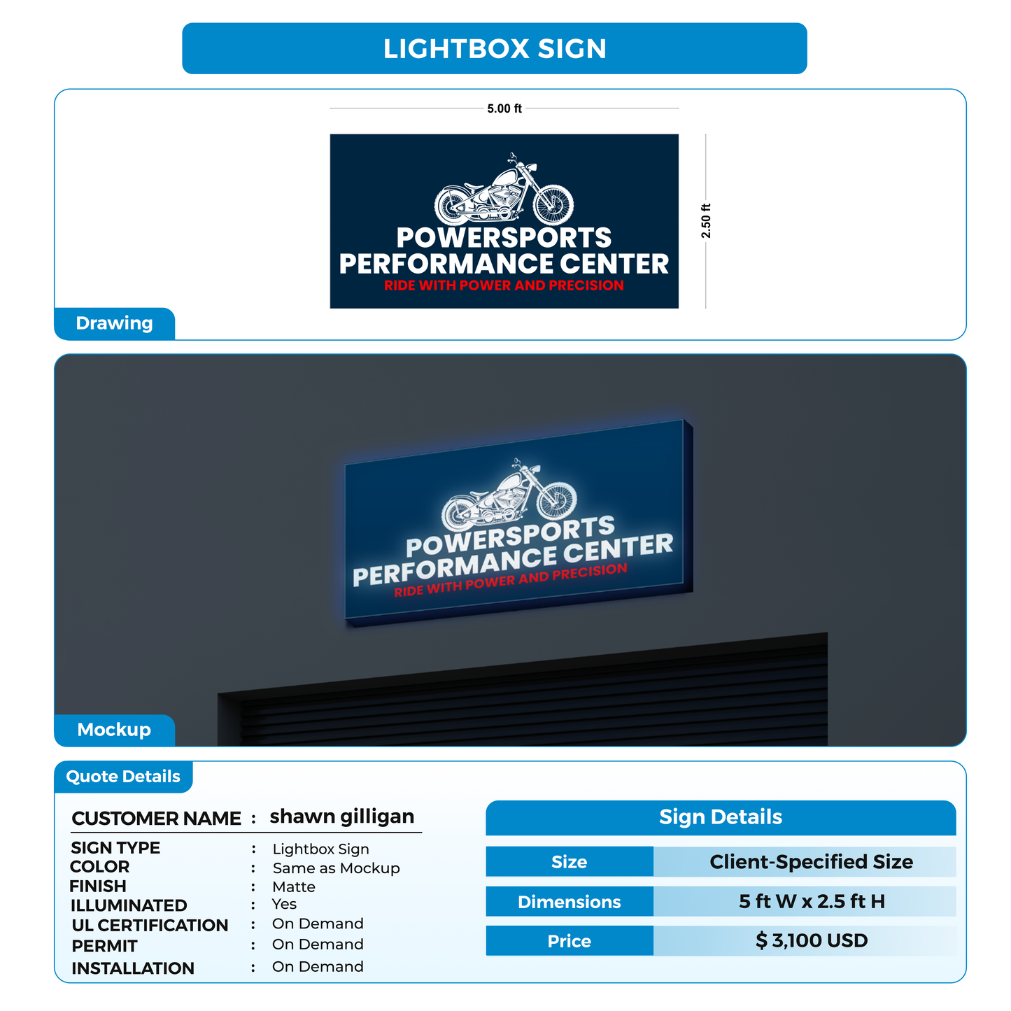 Lightbox Sign for shawn gilligan
