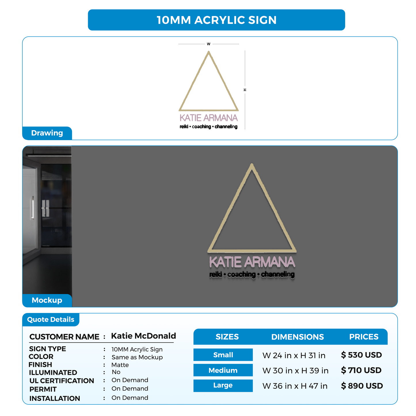 Business signage for Katie McDonald