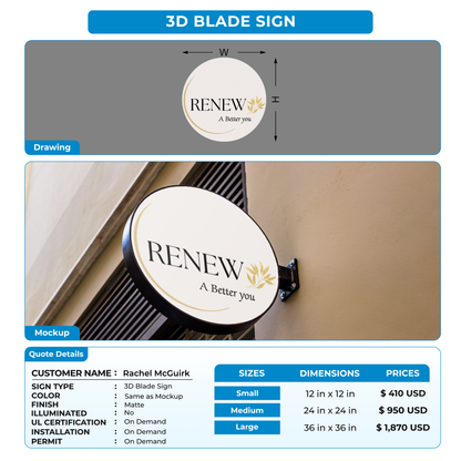 Blade signs for Rachel McGuirk
