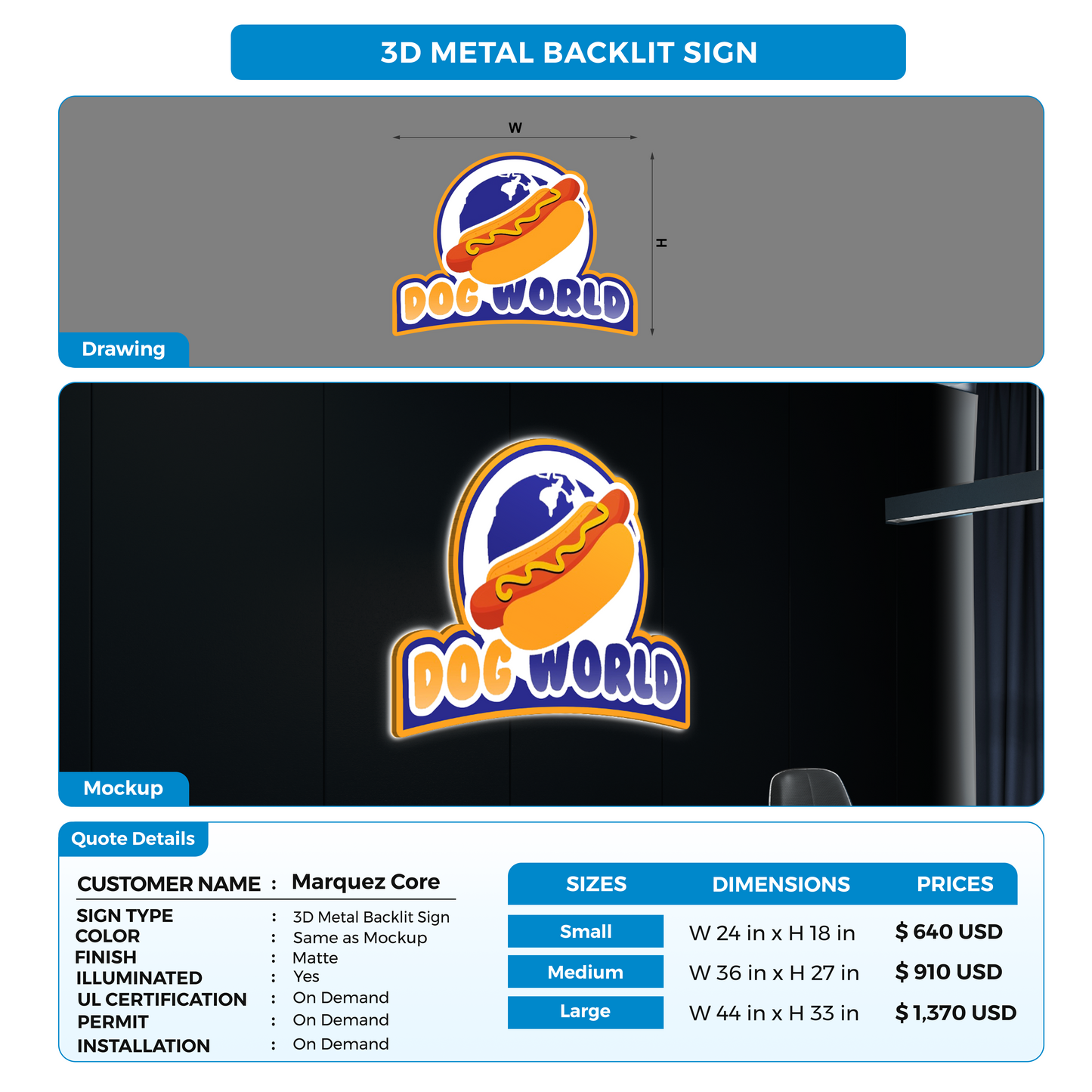 Custom Signs For Marquez Core