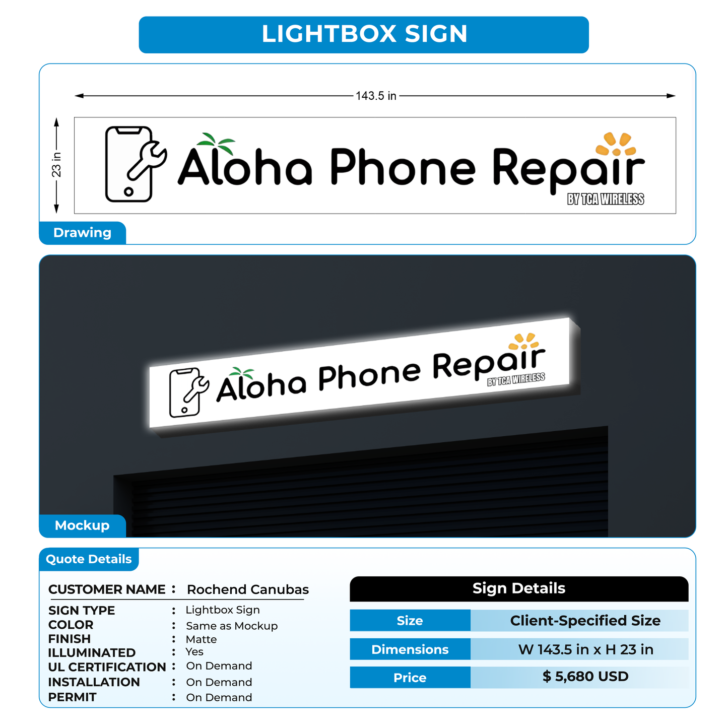 Lightbox Signs for Rochend Canubas