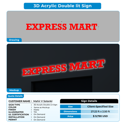 3D Acrylic Doublelit Sign for Mahir V Solanki