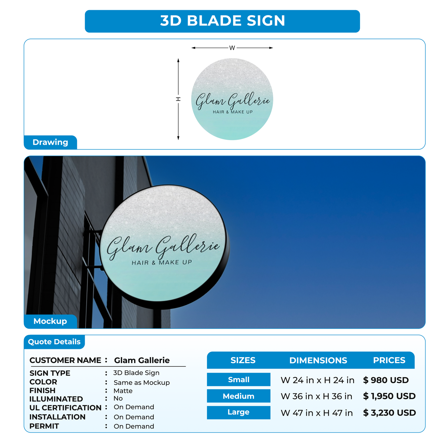 Custom Sign For Glam Gallerie
