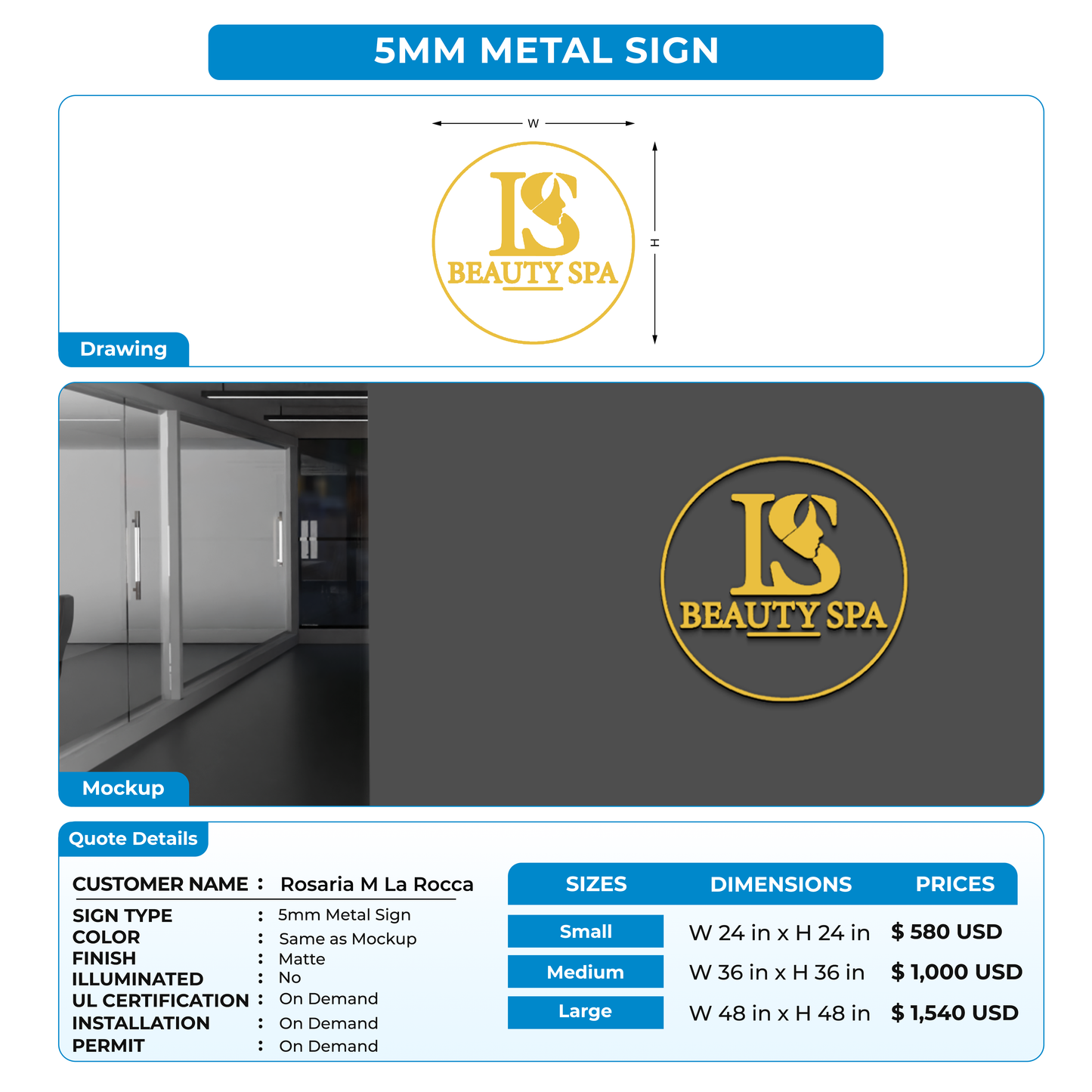 Business signage for Rosaria M La Rocca