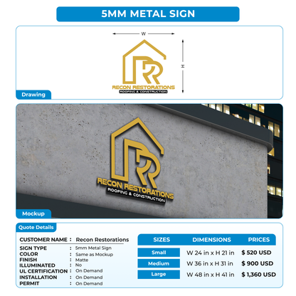 Custom Signs For Recon Restorations