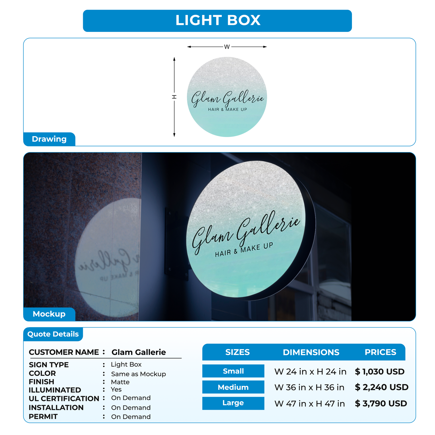 Custom Sign For Glam Gallerie