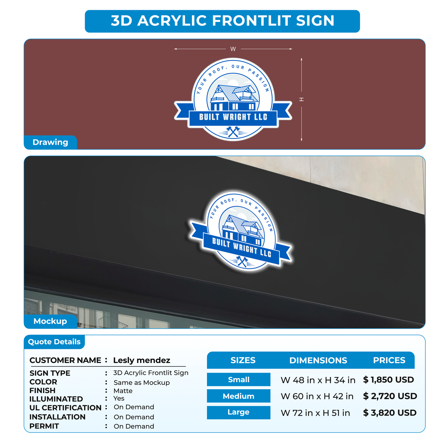 Custom Signs For Lesly mendez
