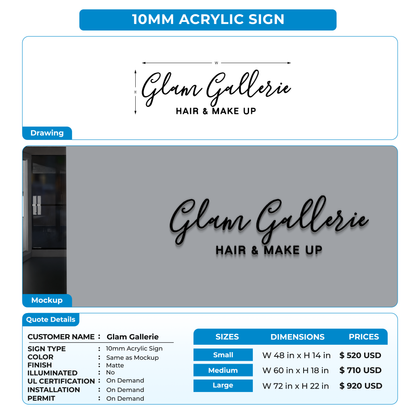 Custom Sign For Glam Gallerie