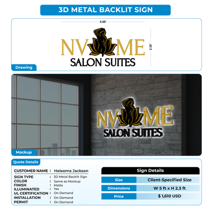 3D Metal Backlit Sign for Heleema Jackson