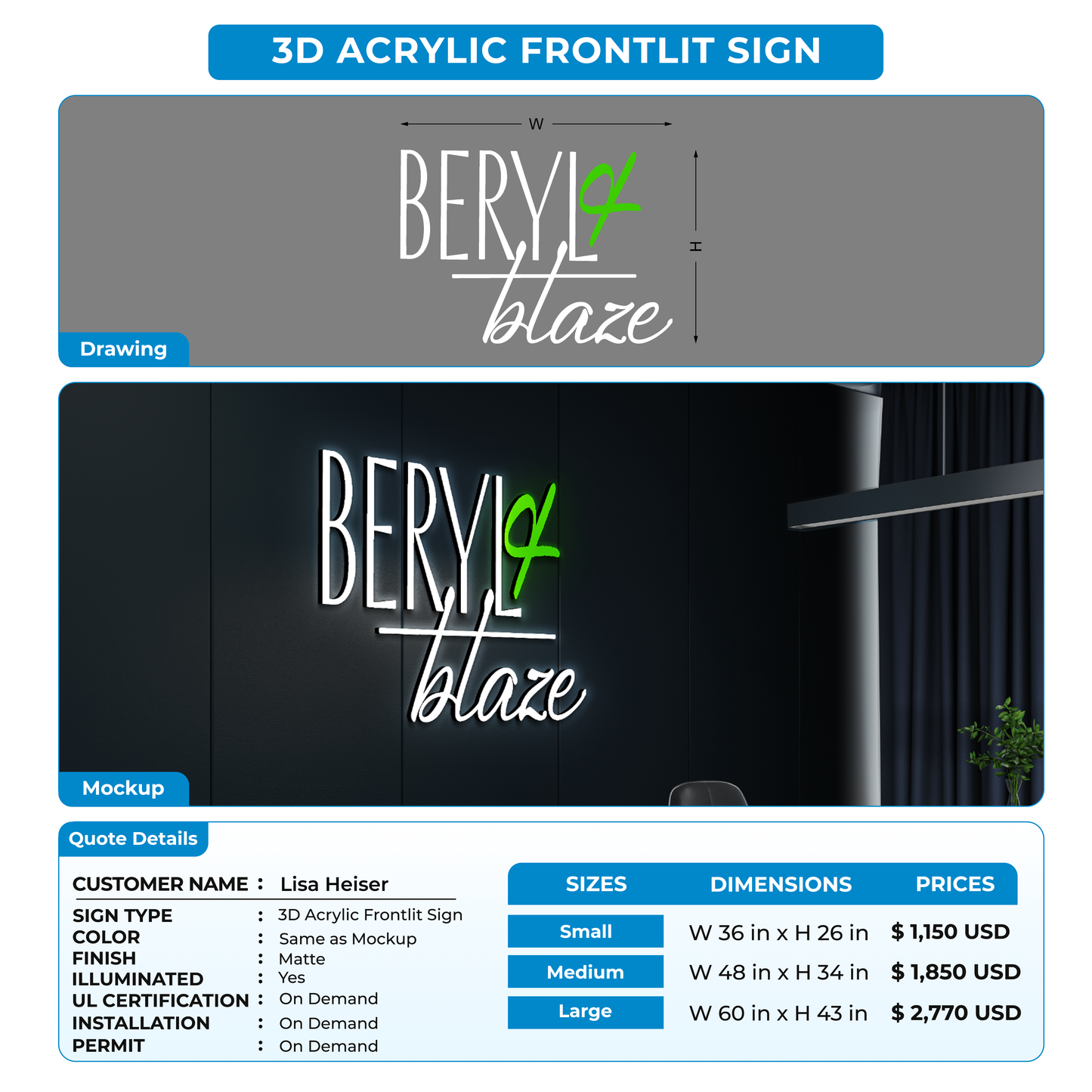 Custom Signs For Lisa Heiser
