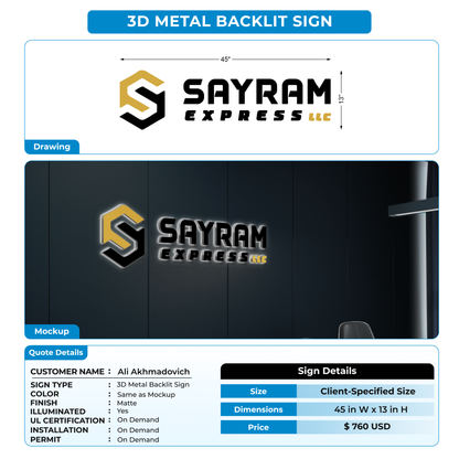 3d metal backlit for Ali Akhmadovich