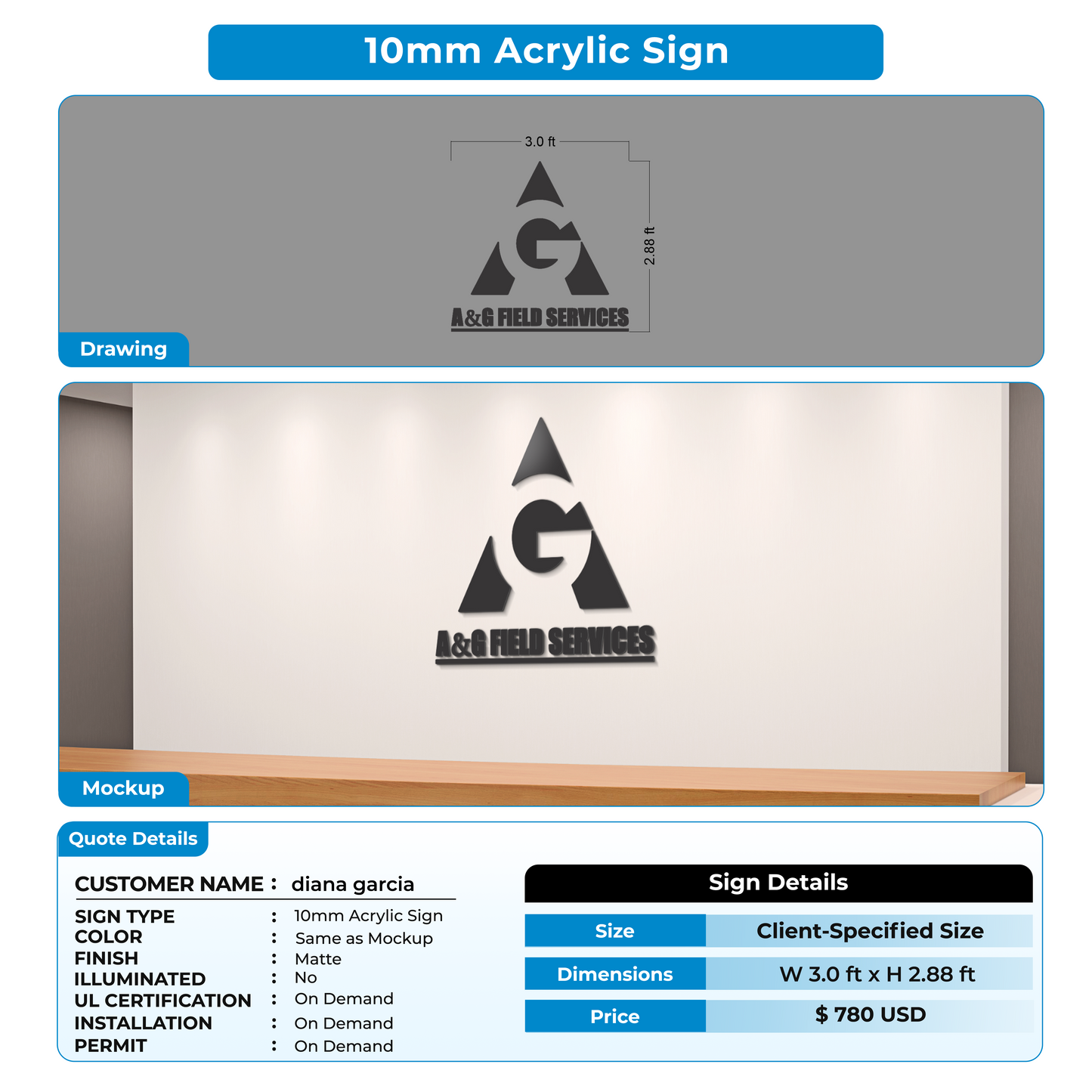 custom signs for diana garcia