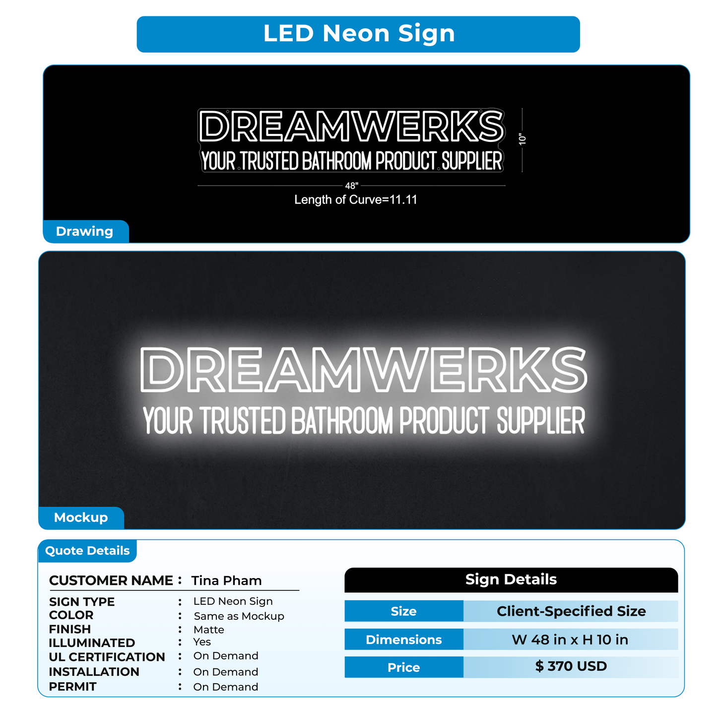 custom signs for Tina Pham