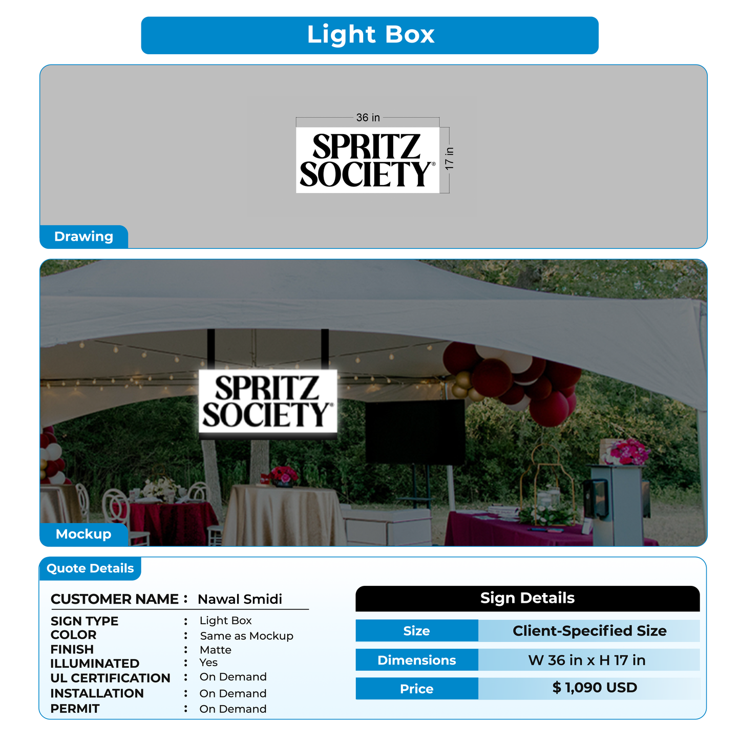 Light Box Sign for Nawal Smidi