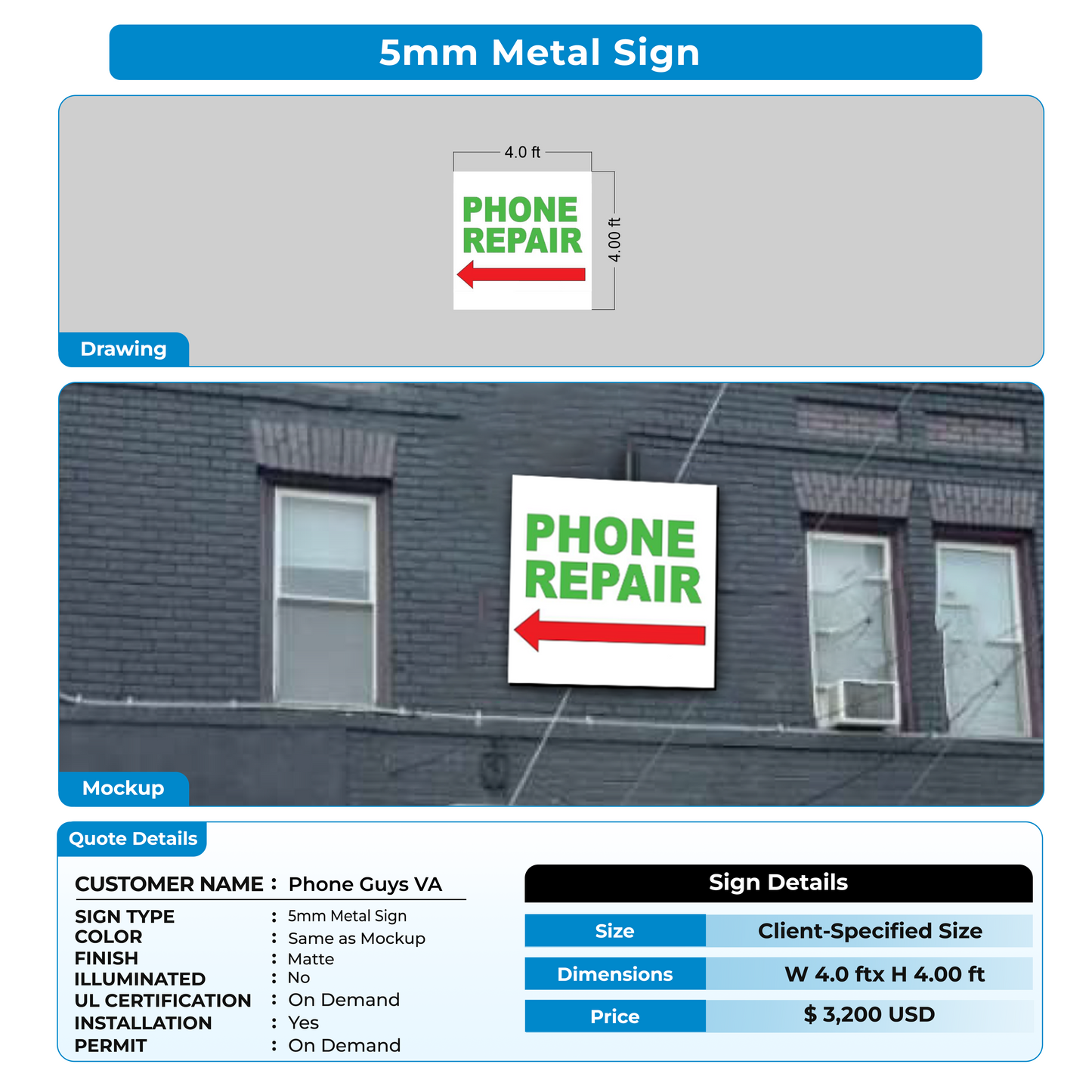 custom signs for Phone Guys VA