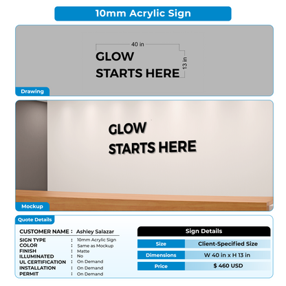 10MM Acrylic Signs For Ashley Salazar