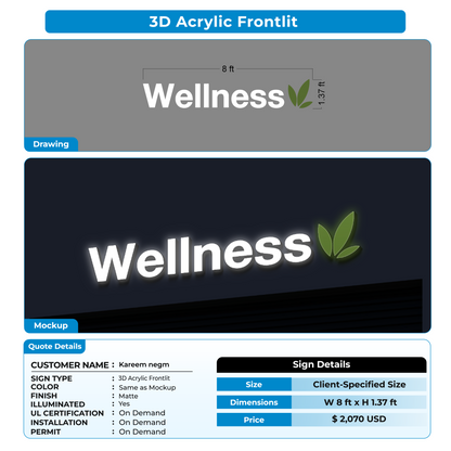 3D Acrylic Forntlit signs for Kareem negm