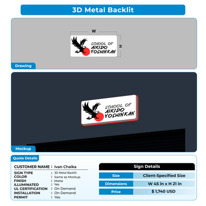 3D Metal Backlit sign for Ivan Chaika
