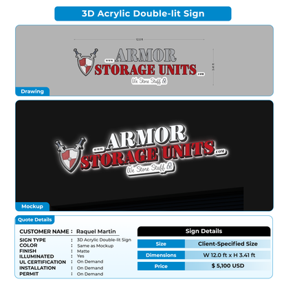 3D Acrylic Double Lit Sign For Raquel Martin