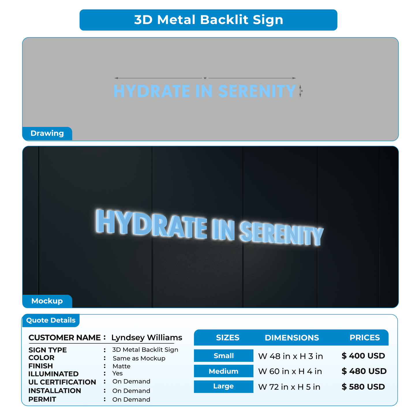 Business signage for Lyndsey Williams