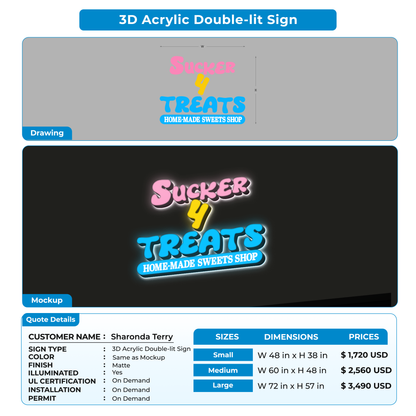 3D Acrylic Double-Lit Sign for Sharonda Terry