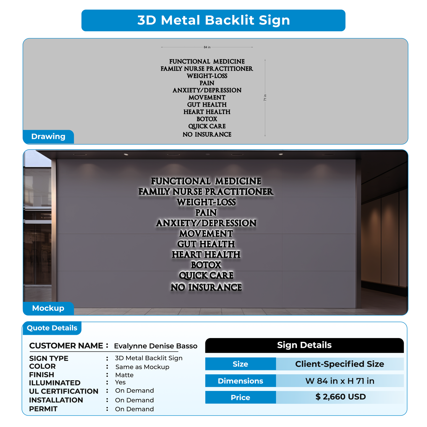 Business signage for Evalynne Denise Basso