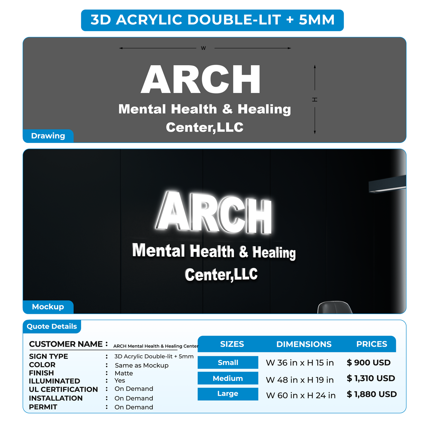 Business signage for ARCH Mental Health & Healing Center