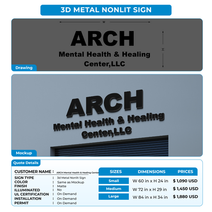 Business signage for ARCH Mental Health & Healing Center