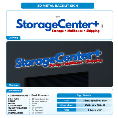 3D Metal Backlit Sign For Brad Simmons