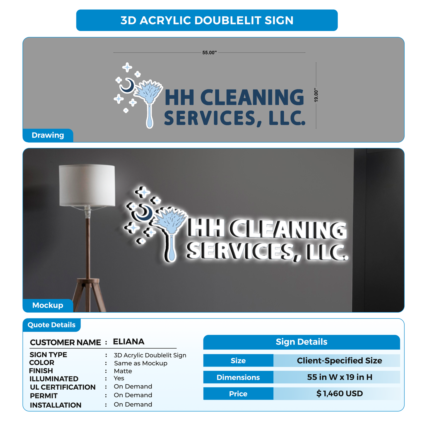 Business signage for ELIANA