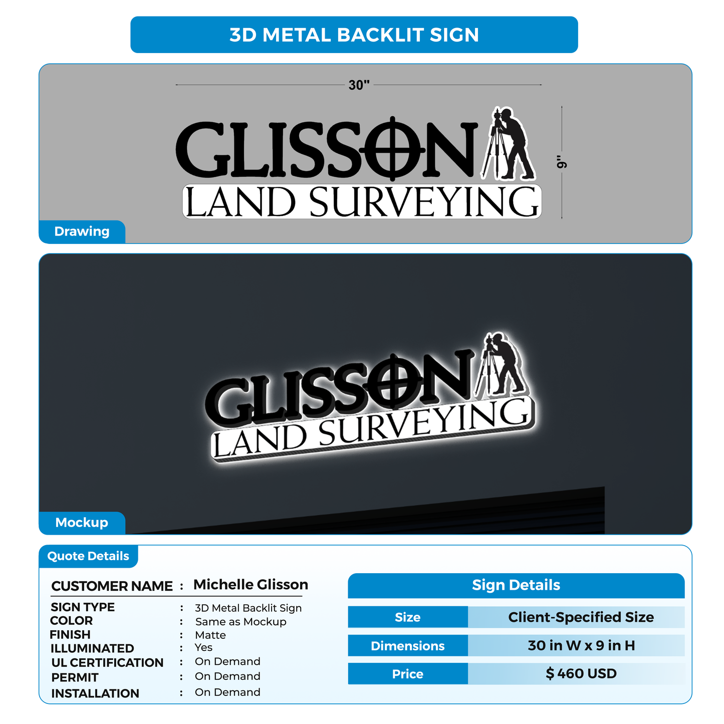 Business signage for Michelle Glisson