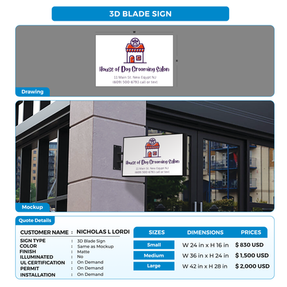 3D Blade Sign for NICHOLAS L LORDI