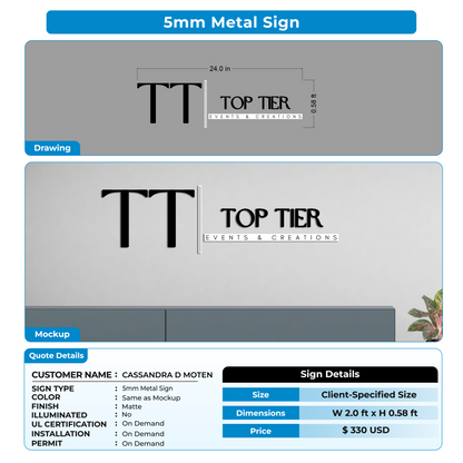 5MM Metal Sign For CASSANDRA D MOTEN