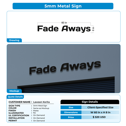 Custom Signs For Lawson Korita