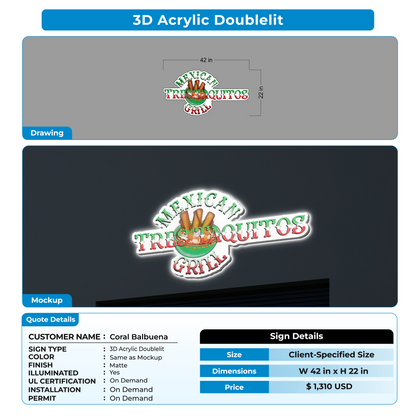 3D Acrylic Doublelit Sign for Coral Balbuena