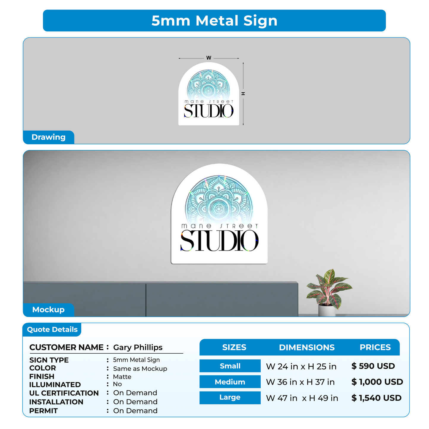custom signs for Gary Phillips