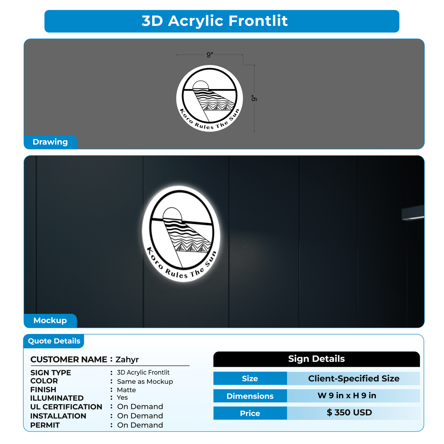 Custom signs for Zahyr