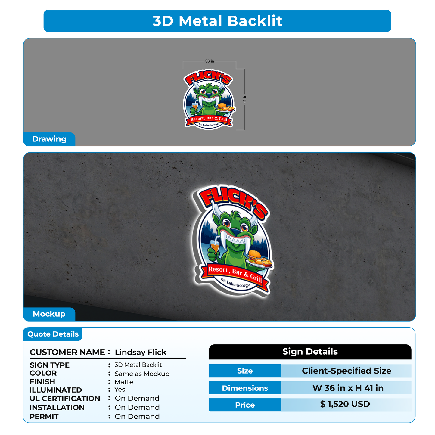 Business signage for Lindsay Flick