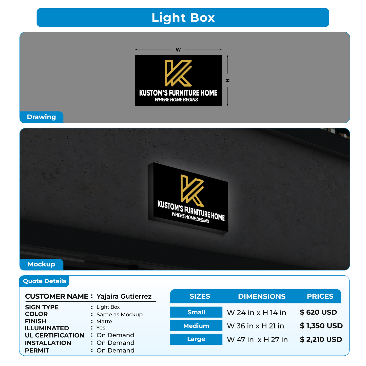 custom signs for Yajaira Gutierrez