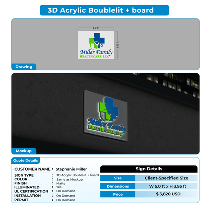 3D Acrylic Doublelit sign + board  for Stephanie Miller