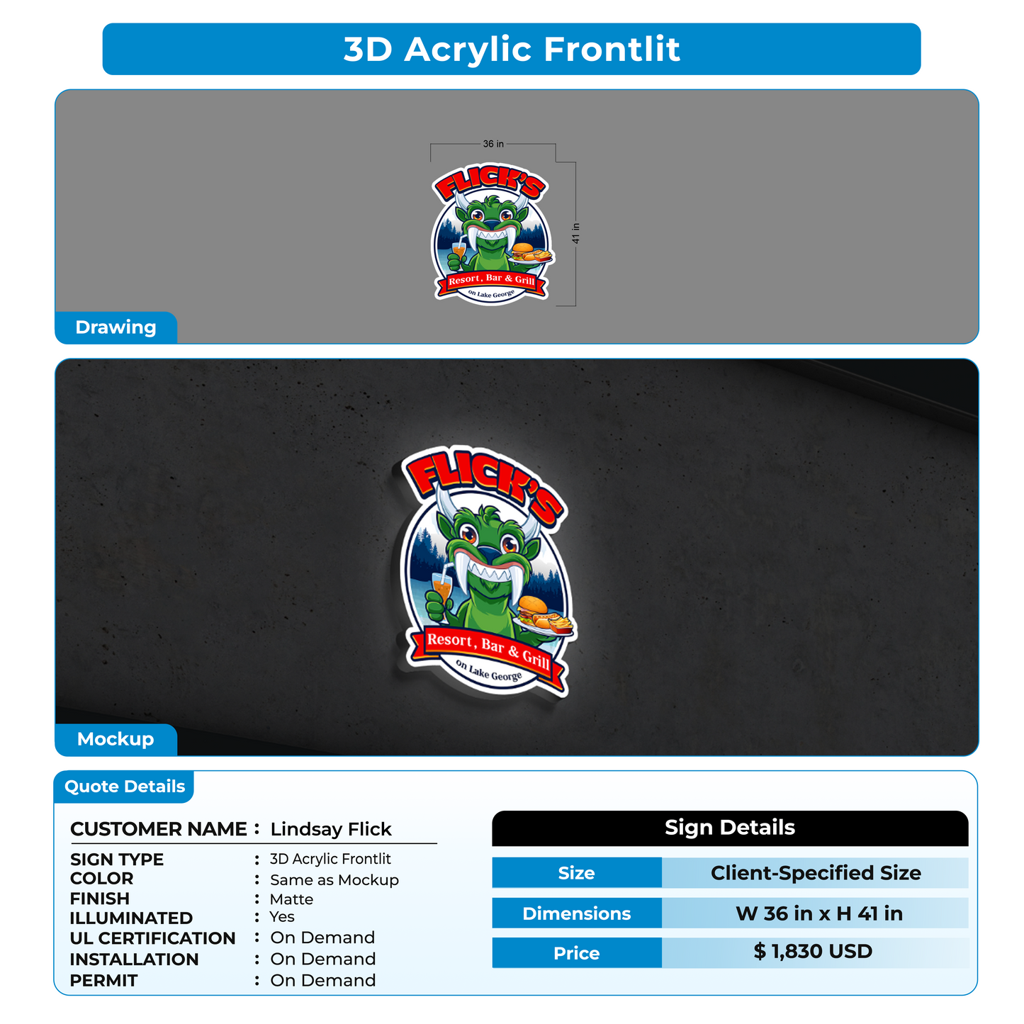 Business signage for Lindsay Flick