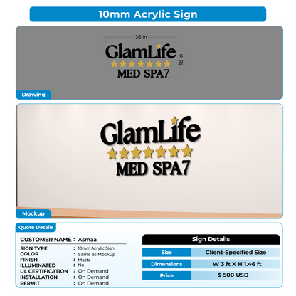 10mm Acrylic Sign for Asmaa