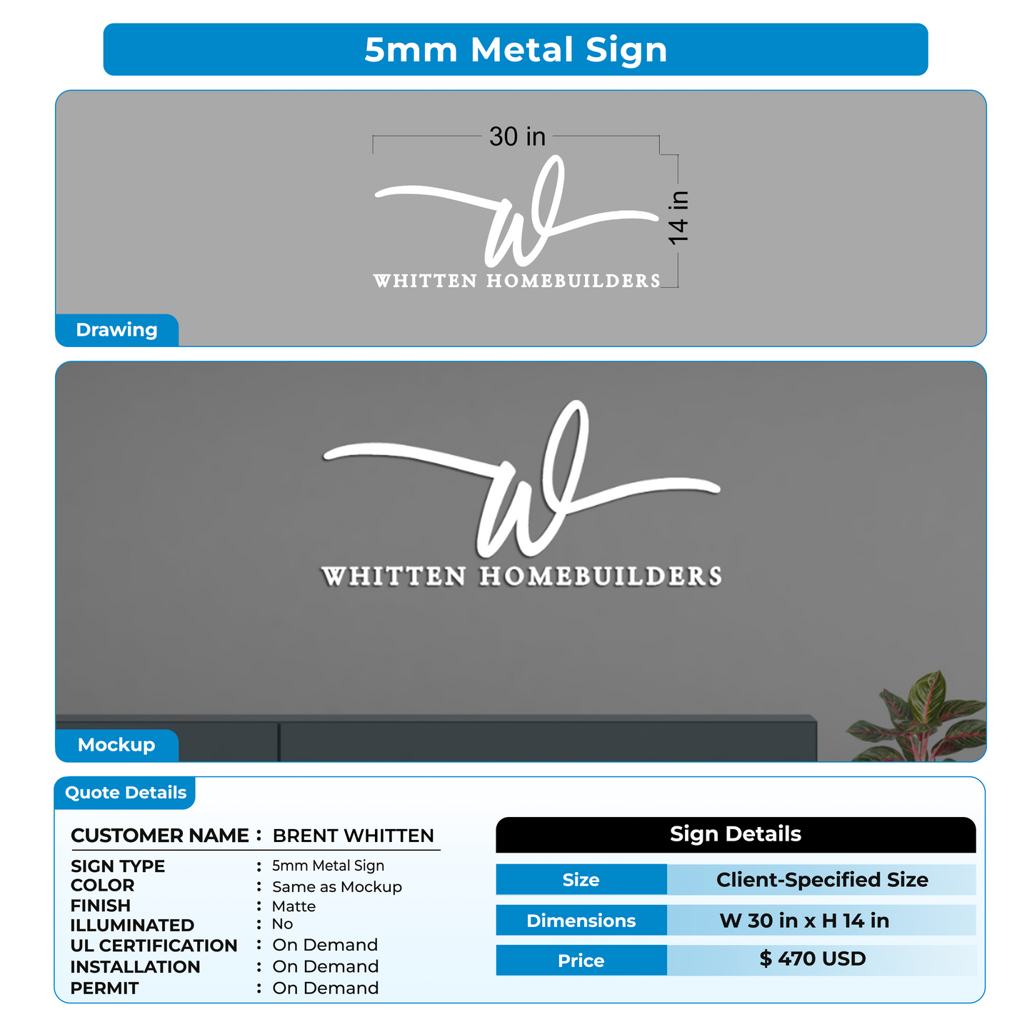 custom signs for BRENT WHITTEN