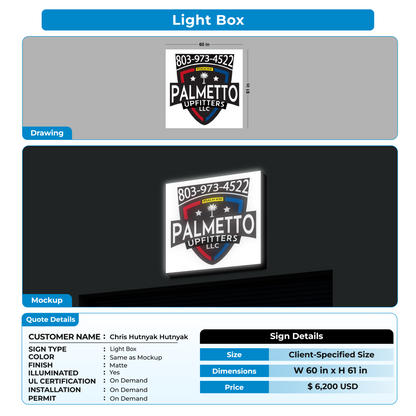Light Box Sign For Chris Hutnyak Hutnyak