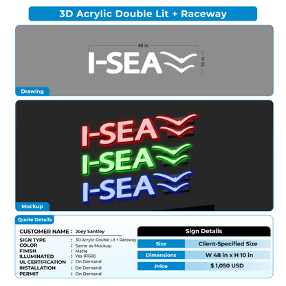 3D Acrylic DoubleLlit Sign + Raceway For Joey Santley