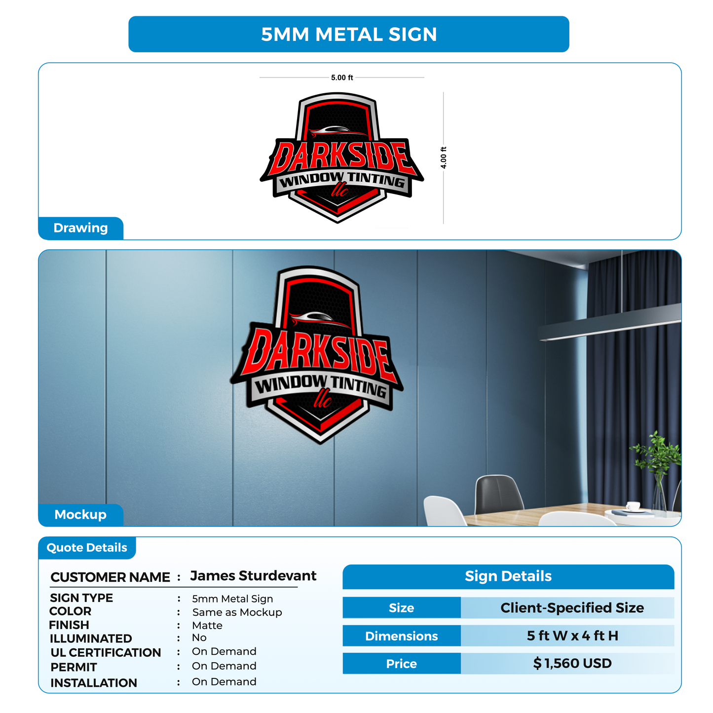 Business signage for James Sturdevant