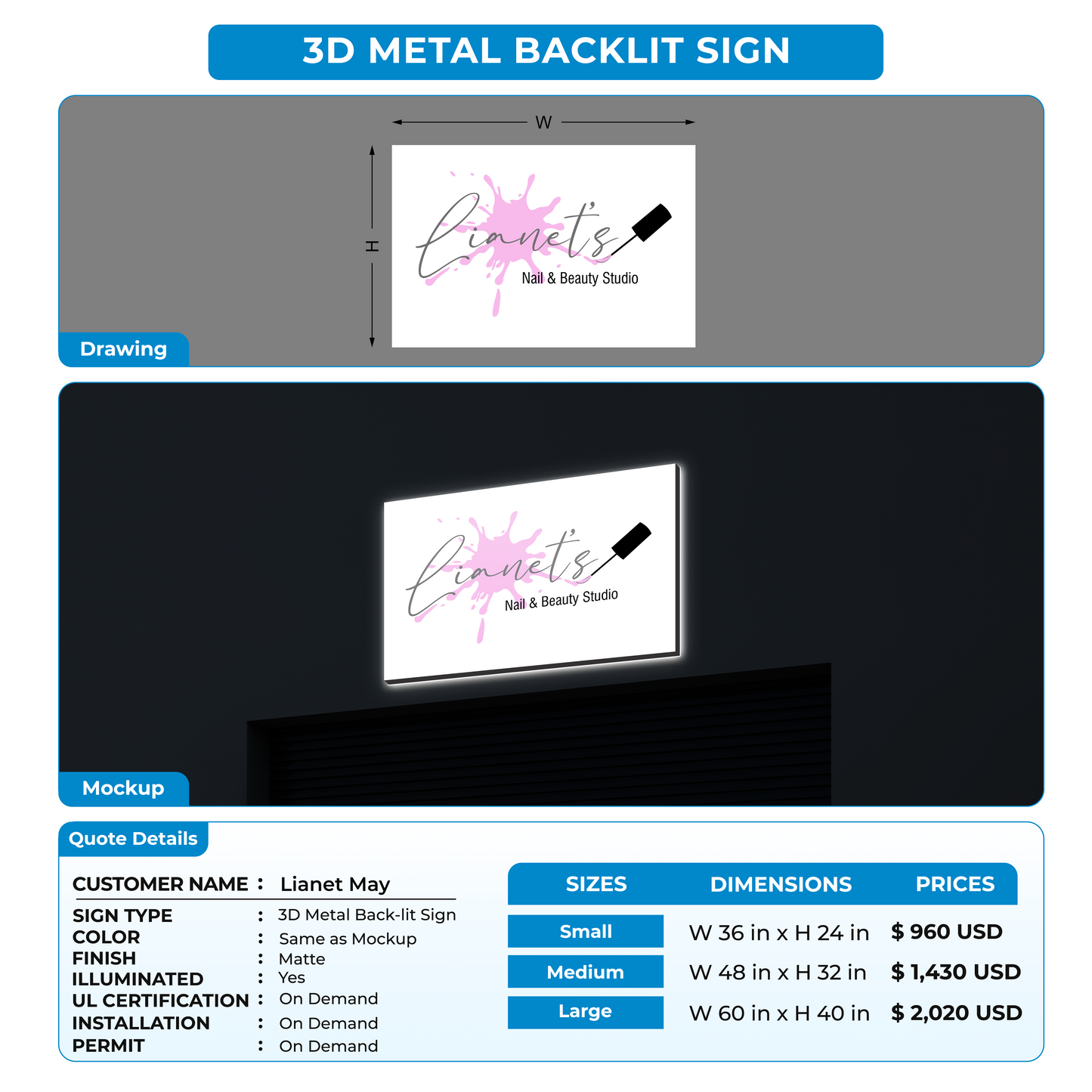 Custom Signs for Lianet May