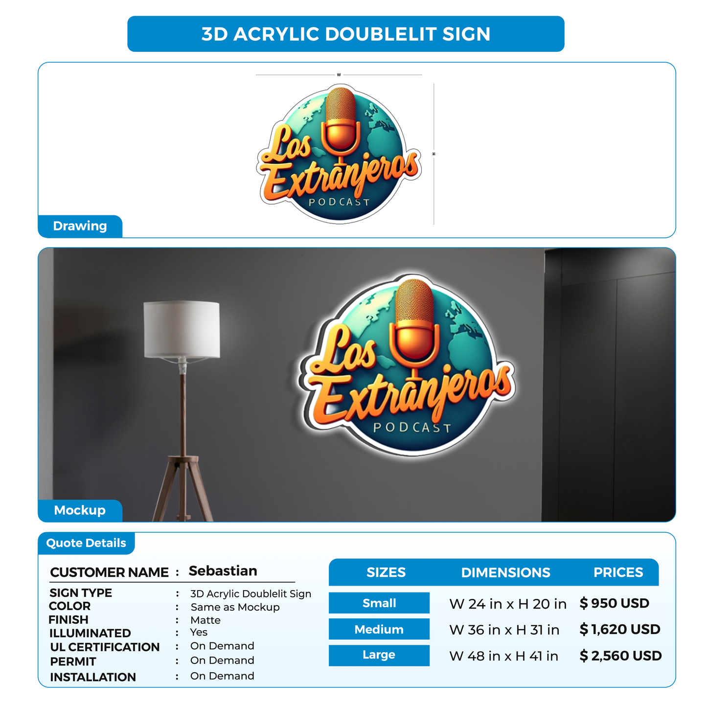 Business signage for Sebastian