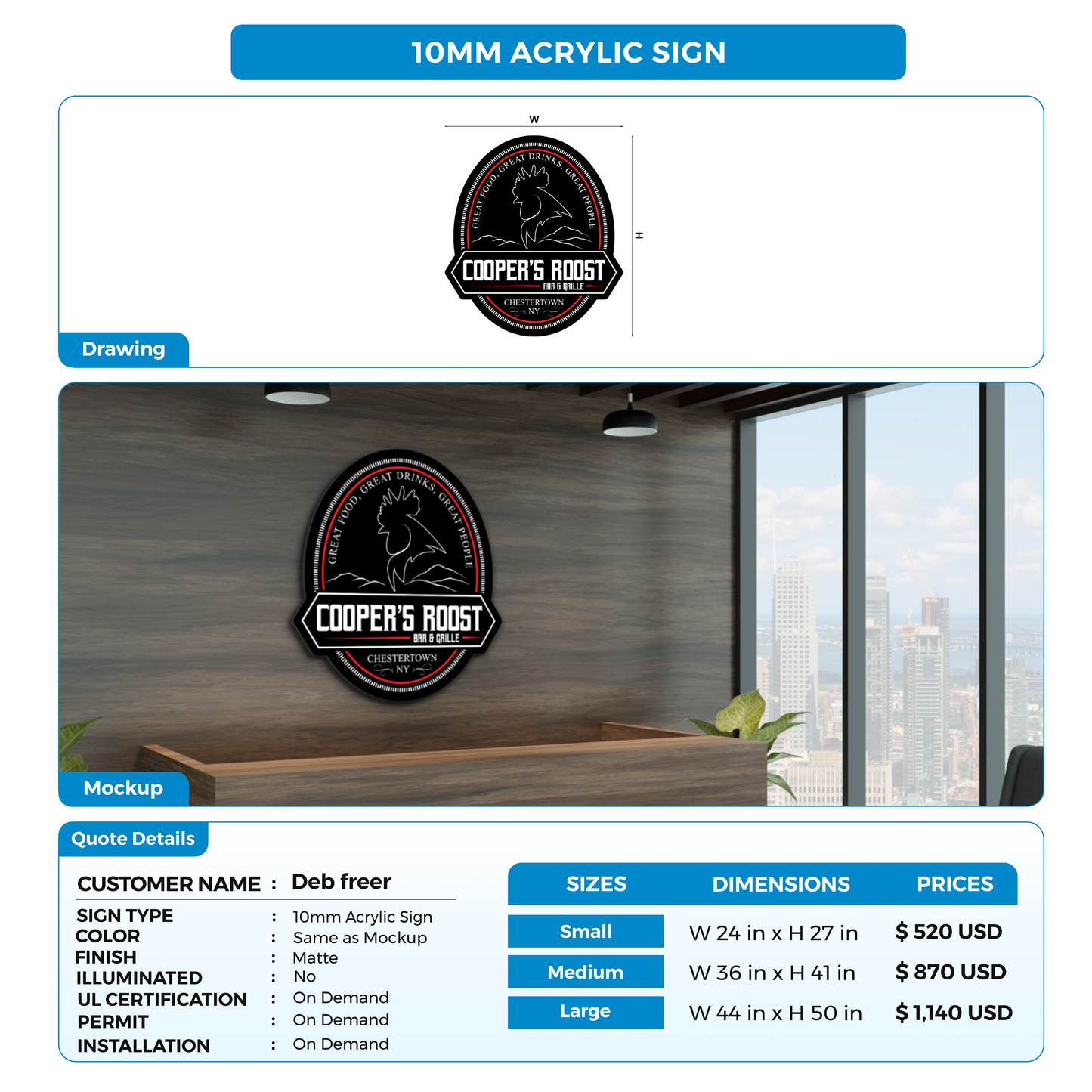 Custom Signs For Deb freer