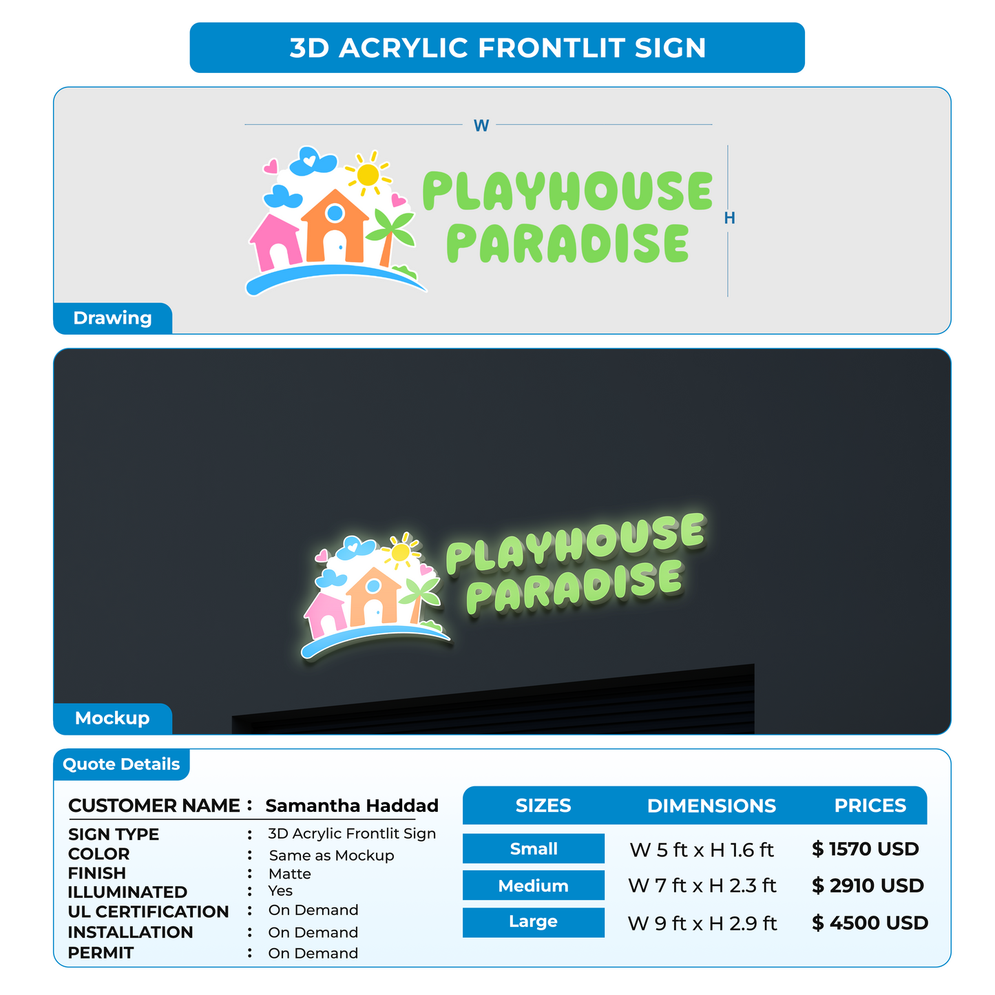 custom signs for Samantha Haddad